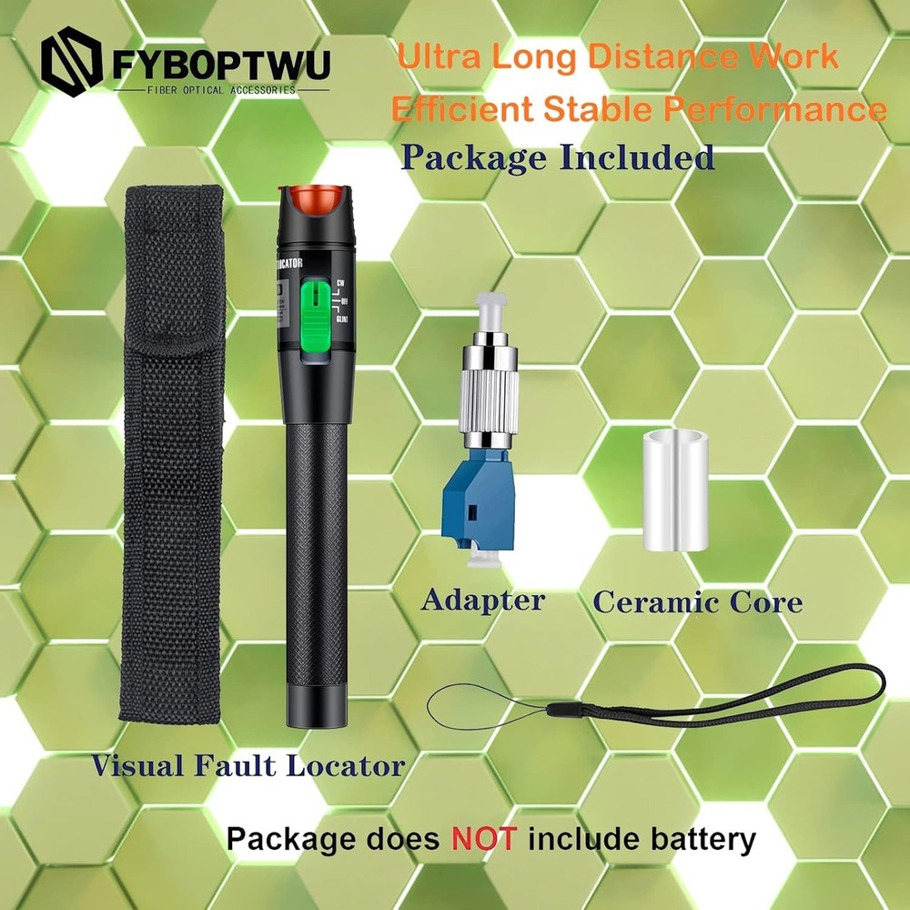 Fiber Optic Visual Fault Locator Set - Includes 2pcs VFL & Adapters for Networks