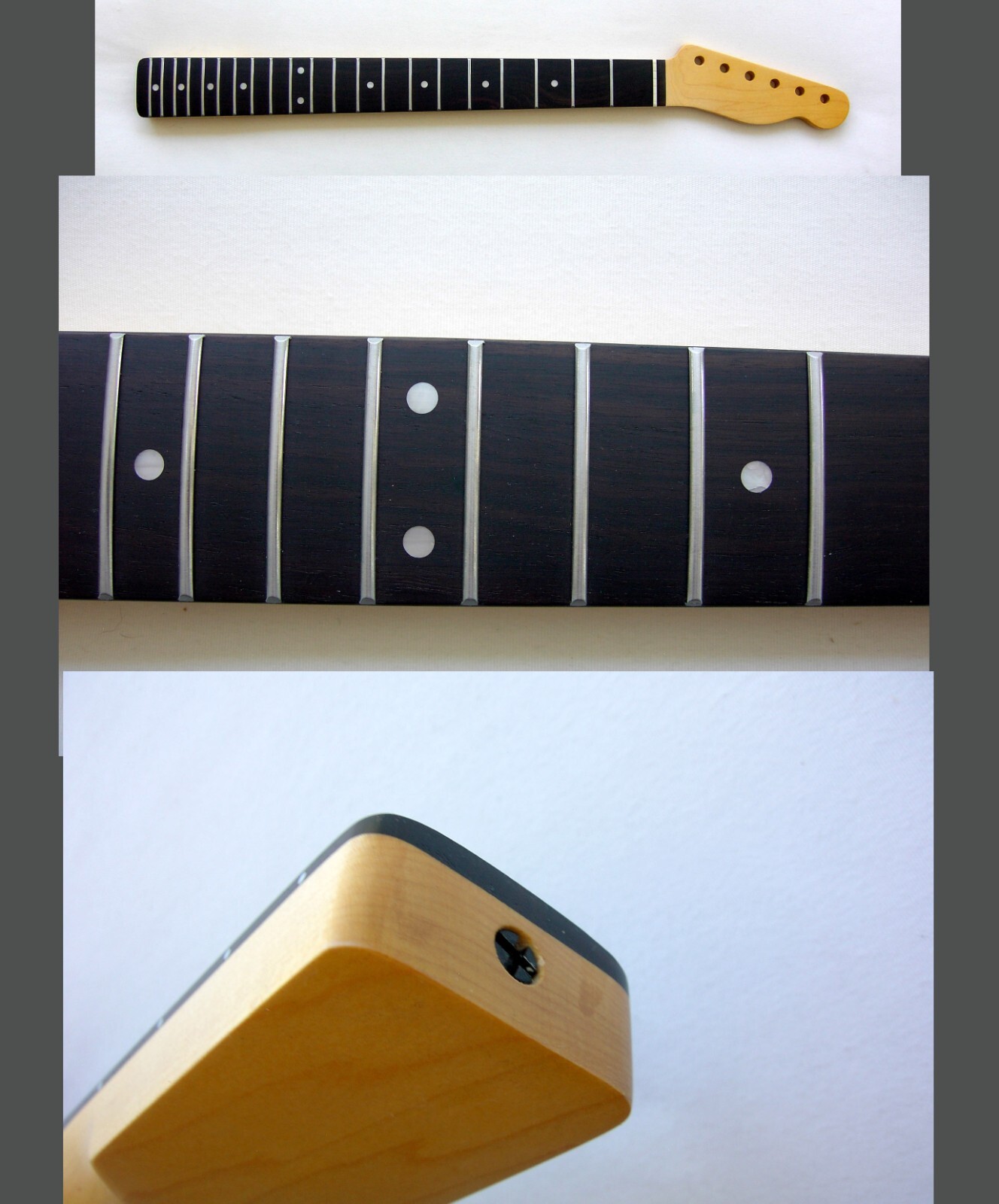 TELECASTER Neck /Aged Tint/MOP/21 JUMBO Frets /Warmoth Bone Nut(fits Fender TELE