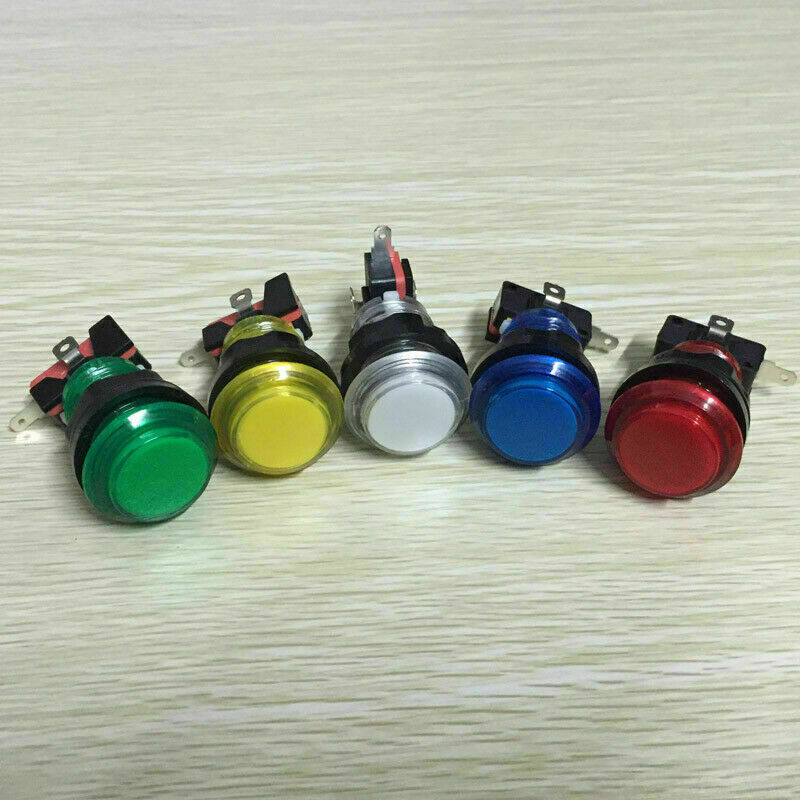 5pcs Arcade Game LED Buttons DC 5V And 12v Illuminated With Microswitch