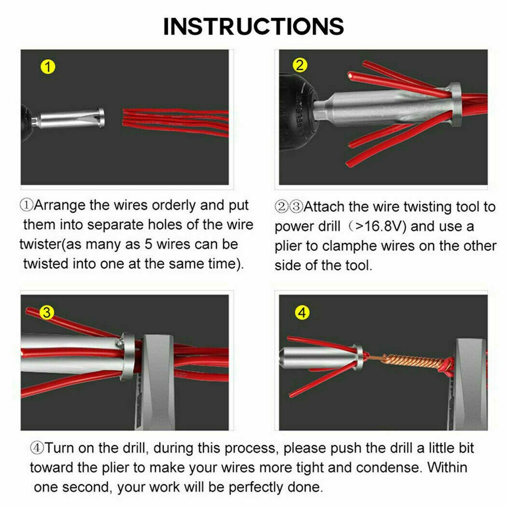Cable Connector Wire Twisting Tools Stripper Twist Power Drill Driver Tool