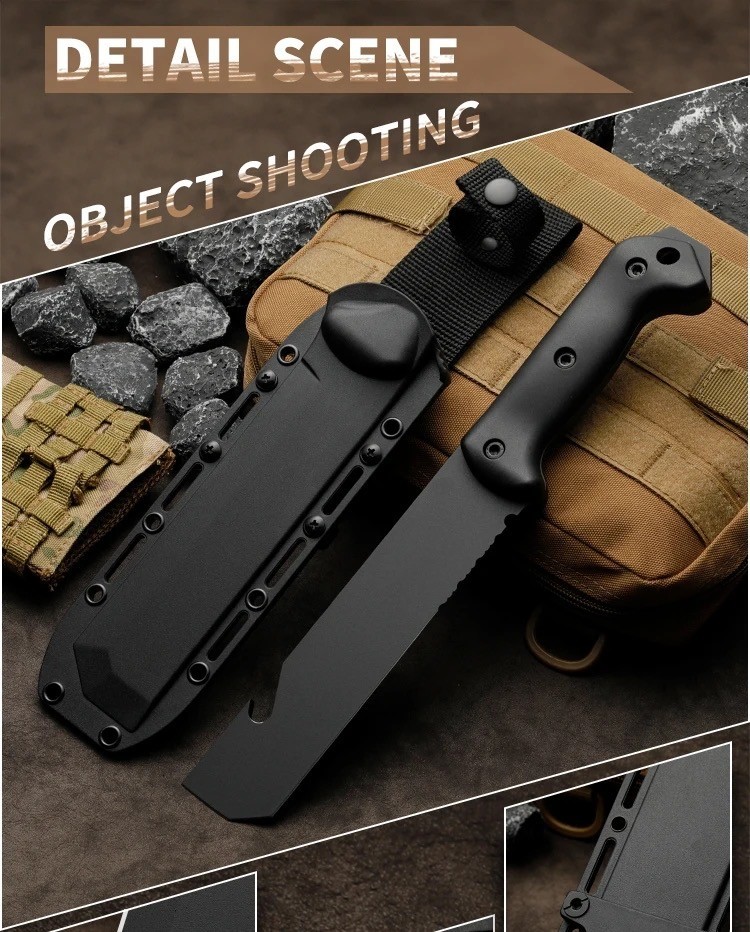 Ultimate Survival Chopper Knife Chisel Blade Edge Grind Batoning Baton Bugout