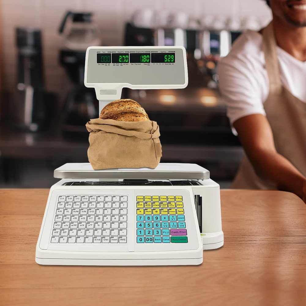 White Electronic Price Computing Scale Four-window Label Thermal Printer Scale