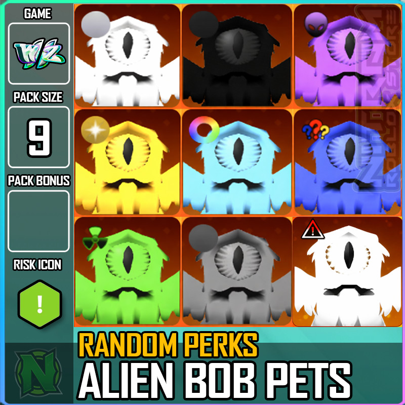Roblox World Zero WZ - 8 PACK - ALIEN BOB PETS - Random Perks