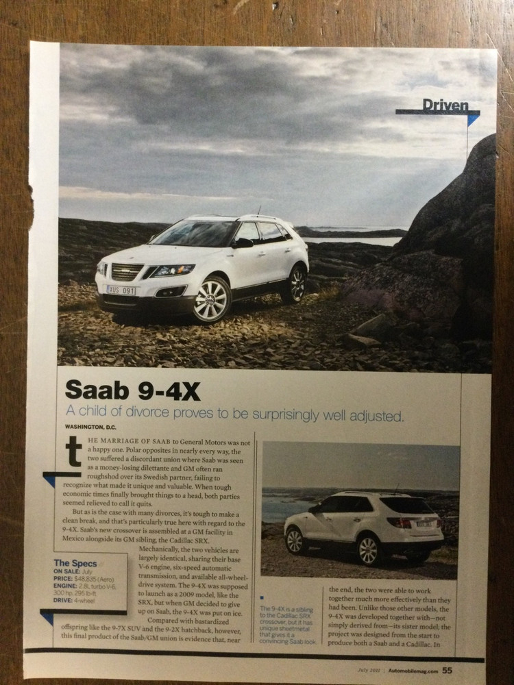 Misc 5052 Article Driven 2012 SAAB 9-4X July 2011 2 page