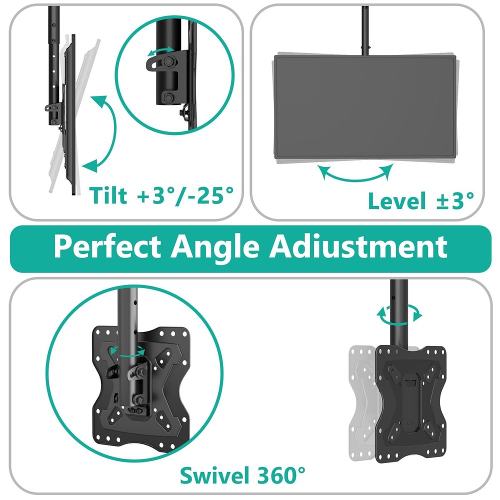Tv Ceiling Mount Adjustable Bracket Fits Most Led Lcd Oled And Plasma Flat Scree