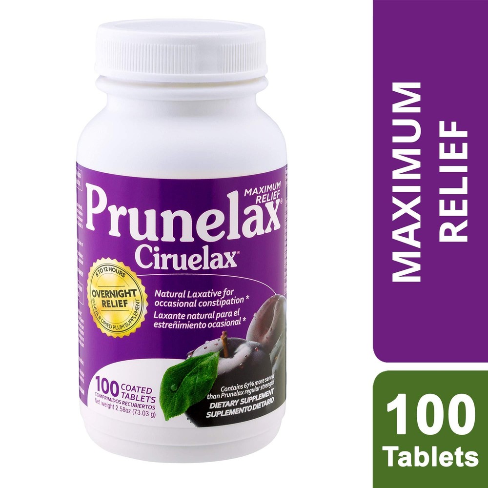 Prunelax Ciruelax Natural Laxative Maximum Relief Tablets, 100Count