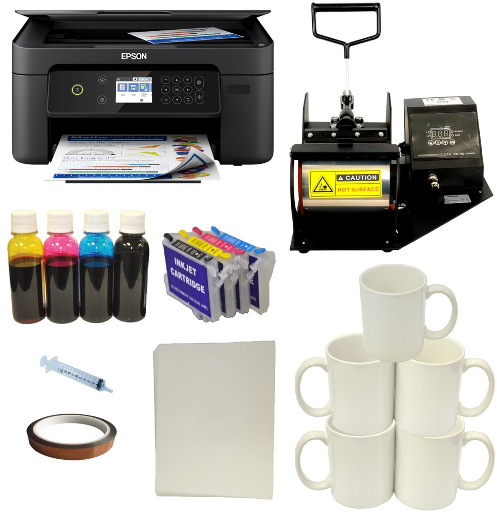Mugs Heat Press Epson Wireless Printer All-in-One Sublimation Ink Startup Bundle