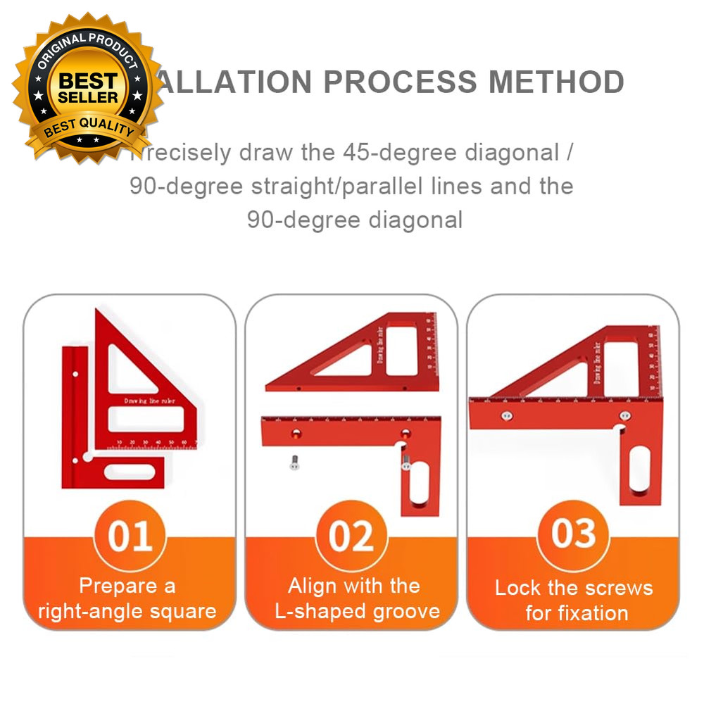 3D Multi-Angle Measuring Ruler, Miter Triangle Ruler High Precision Layout Measu