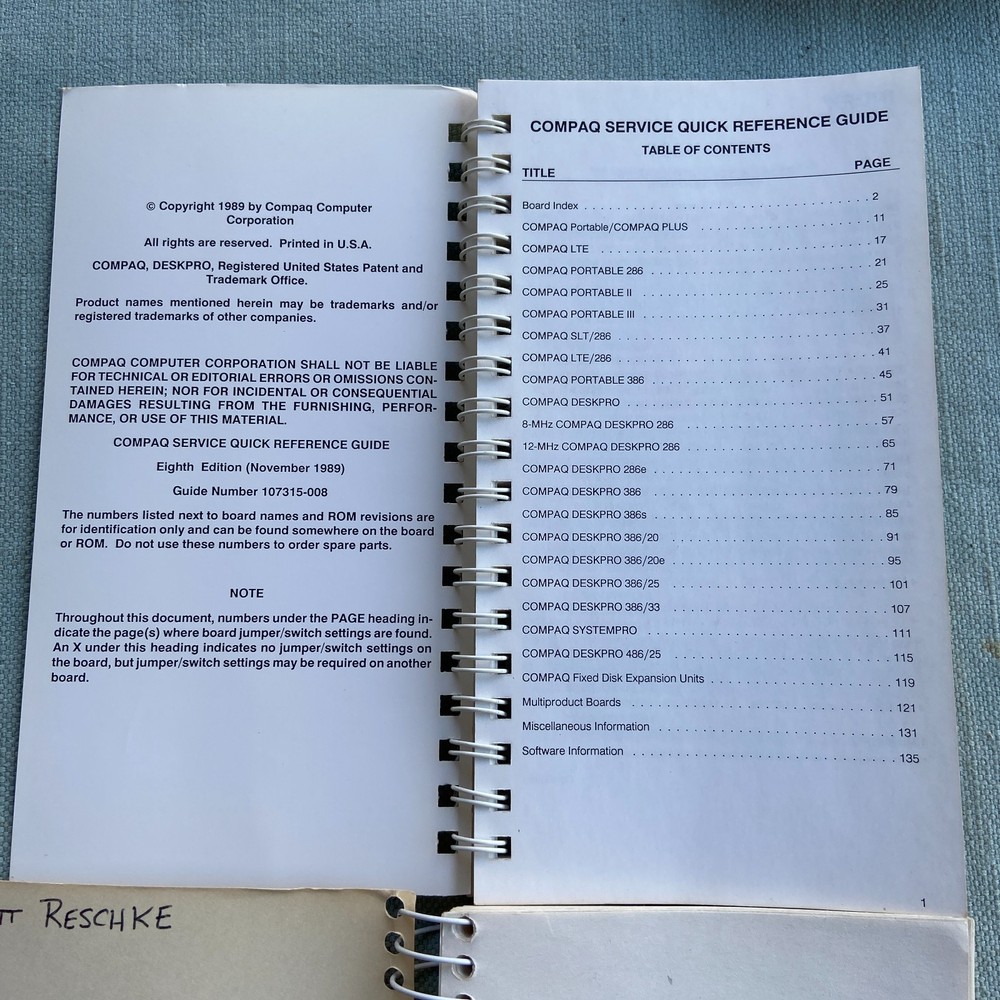 Compaq Computer Quick Reference Guide Volume One 25 Edition 1989 1996 Vintage
