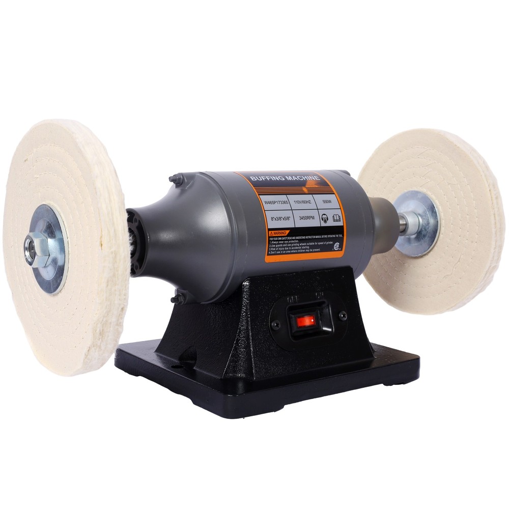 8Inch Electric Polisher Bench Buffer Grinder with 4Pcs 80Ply Thic Buffing Wheels