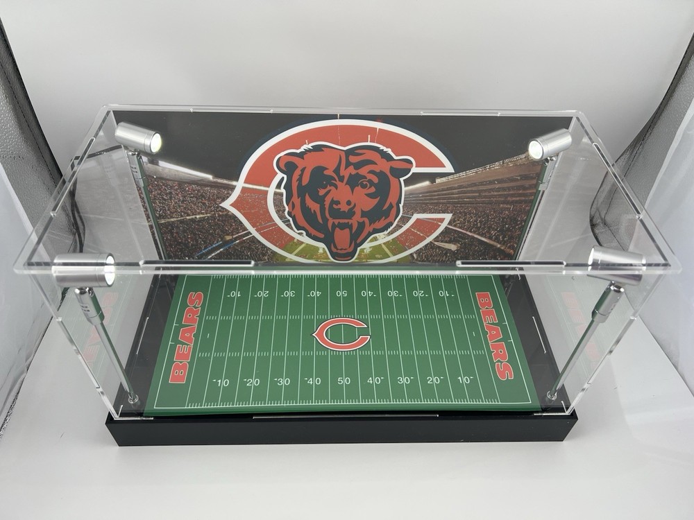Chicago Bears Custom 2 Mini Helmet Display Case W/ LED Lights