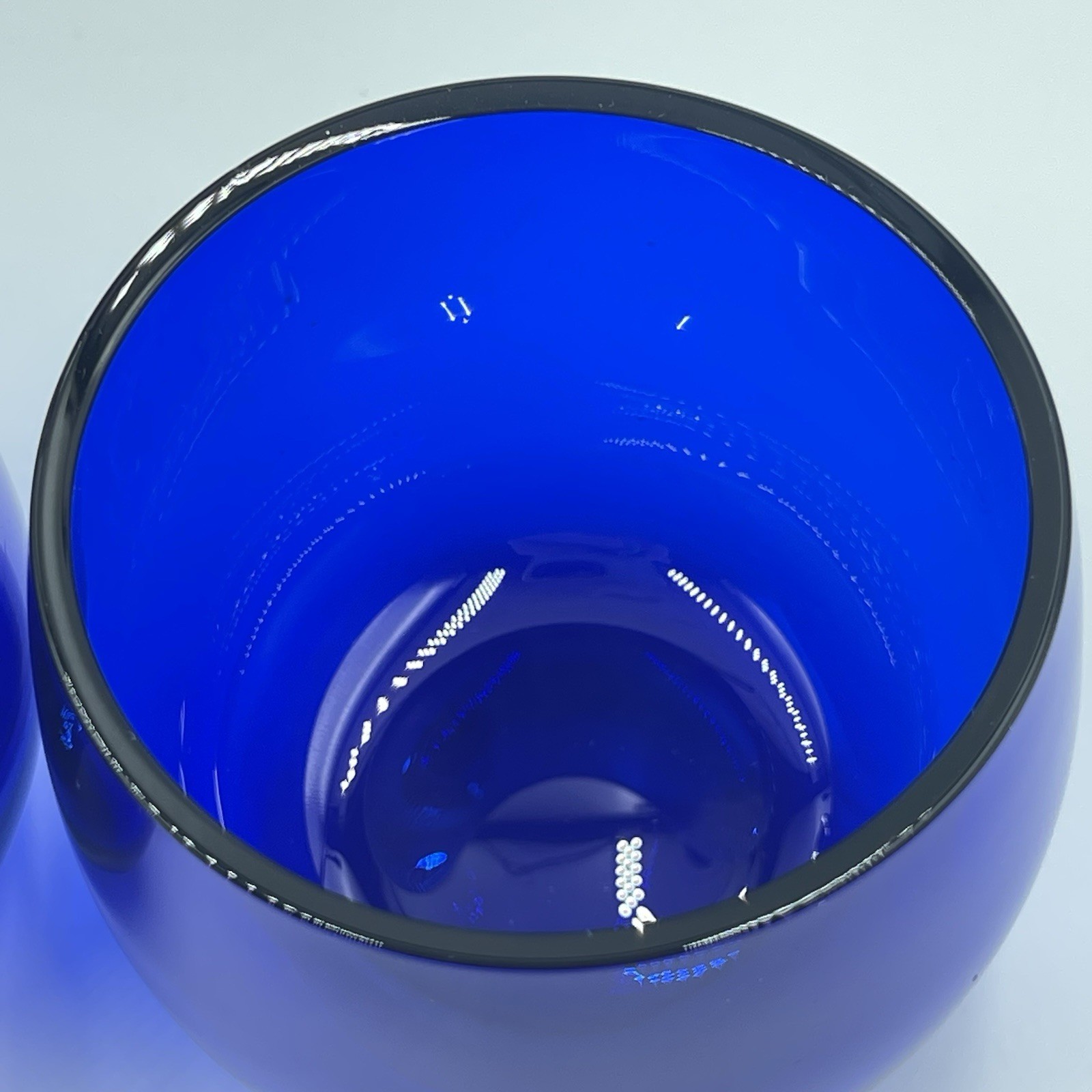 Vgt Cobalt Blue Cocktail Shaker with 4 Roly Poly Glasses Chrome Plate Shaker Top