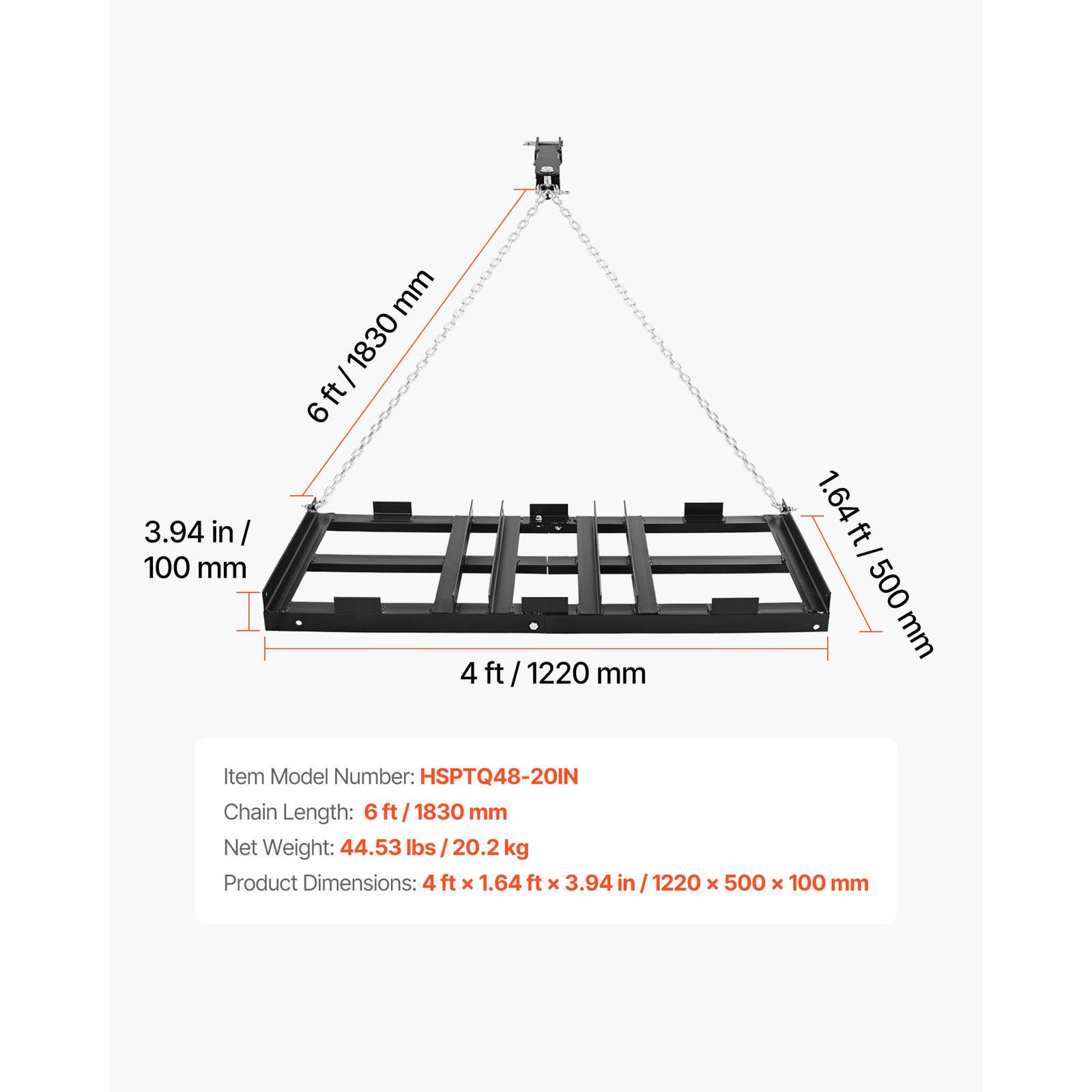 Uimoso Tow-Behind Drag Harrow 48 x 20 in for ATVs, UTVs, and Tractors