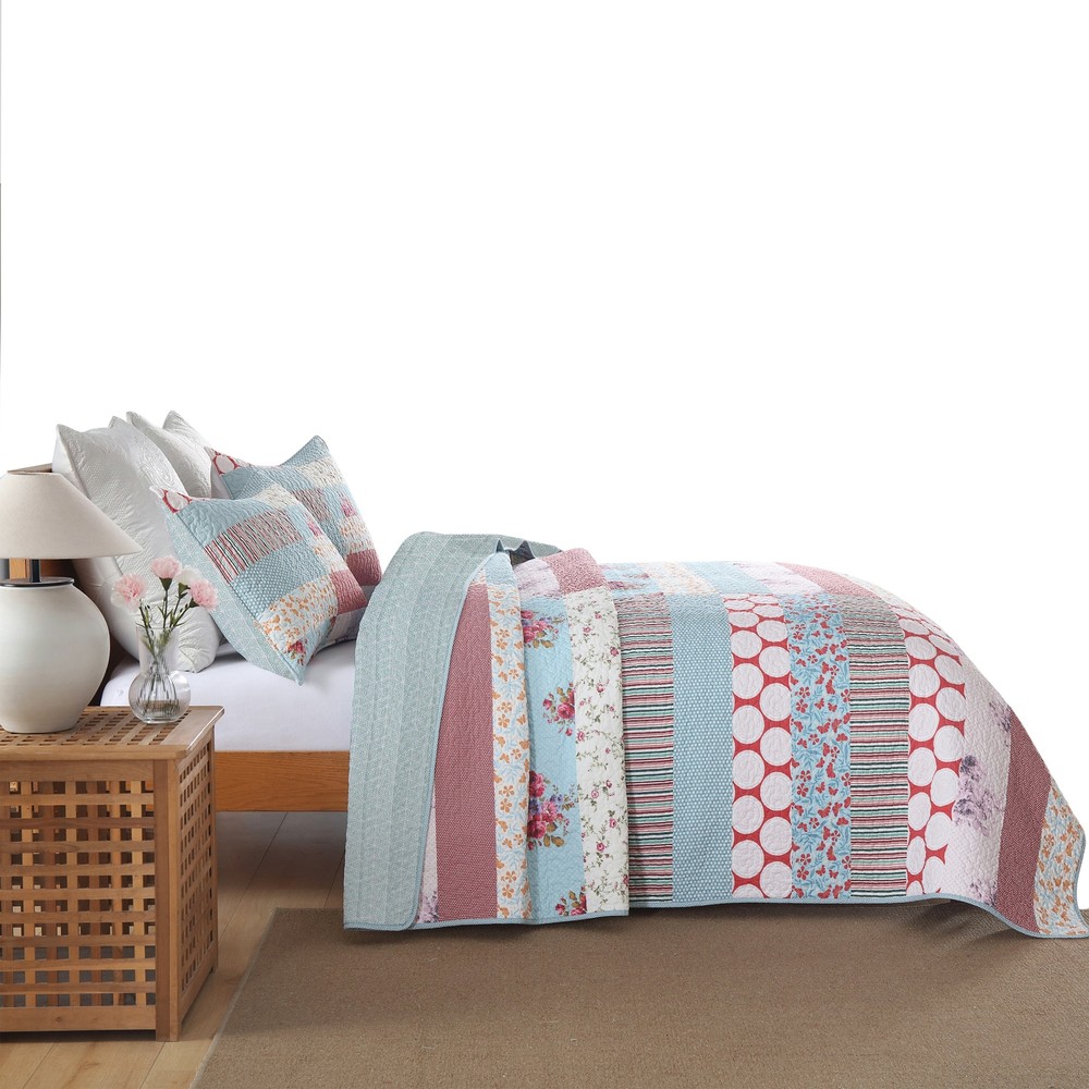 3 Pcs Printed Quilt Set Floral Patchwork Pattern Bedspread Set BY331