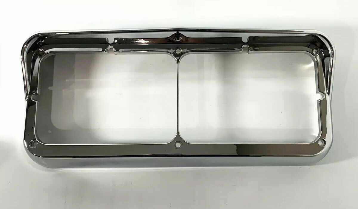 Pair Chrome Plastic Headlight Bezels w/ Visor For Dual Rectangle 4x6 Headlamp