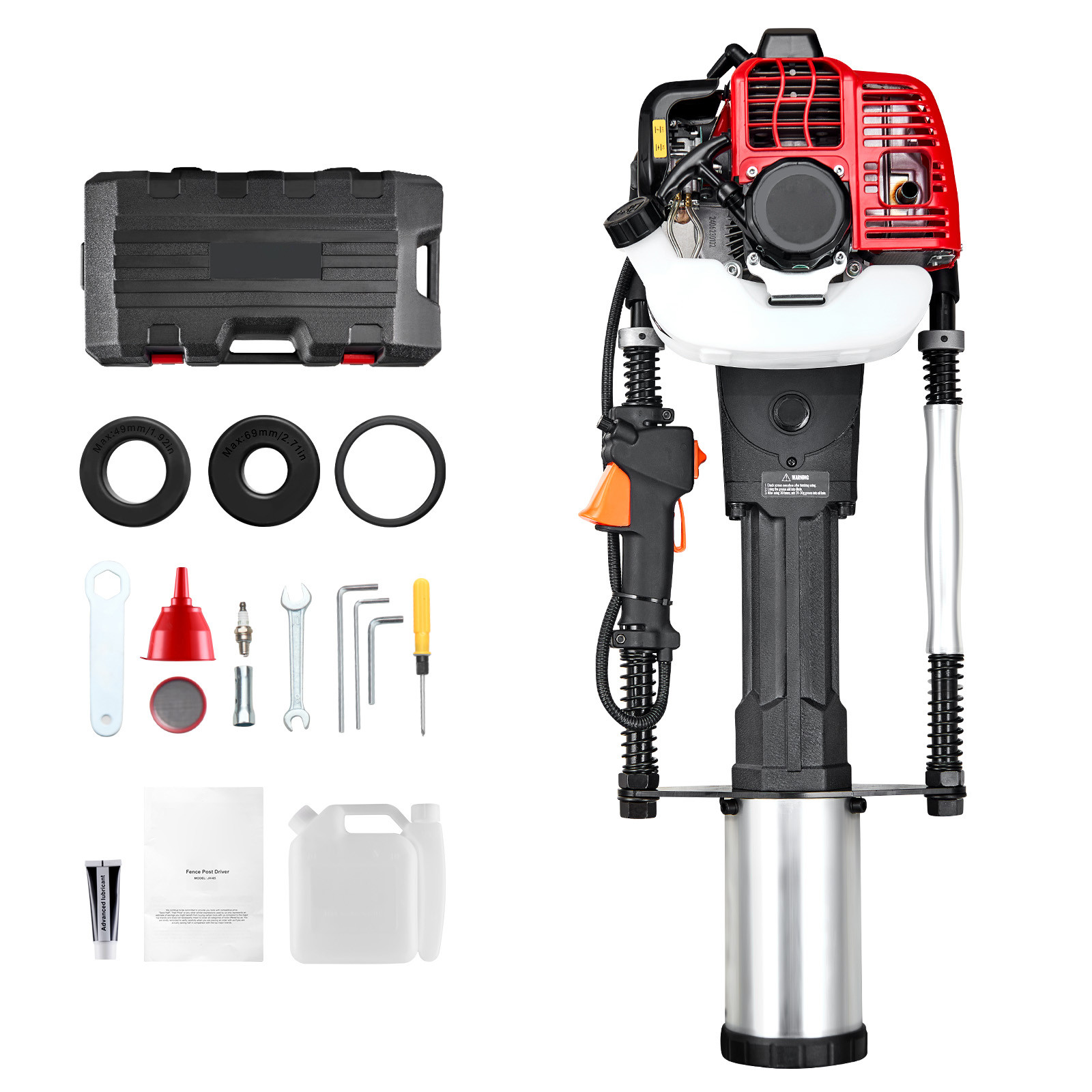 VEVOR 52cc Gas Powered T Post Driver 2-Stroke Fence Pile Pounder Gasoline Engine