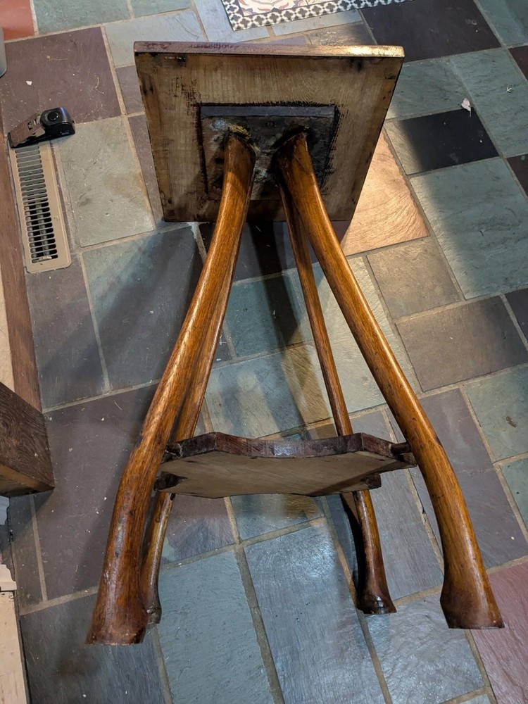 Antique Primitive Axe Handle Accent Lamp Table Nightstand End Rare Old Unsigned