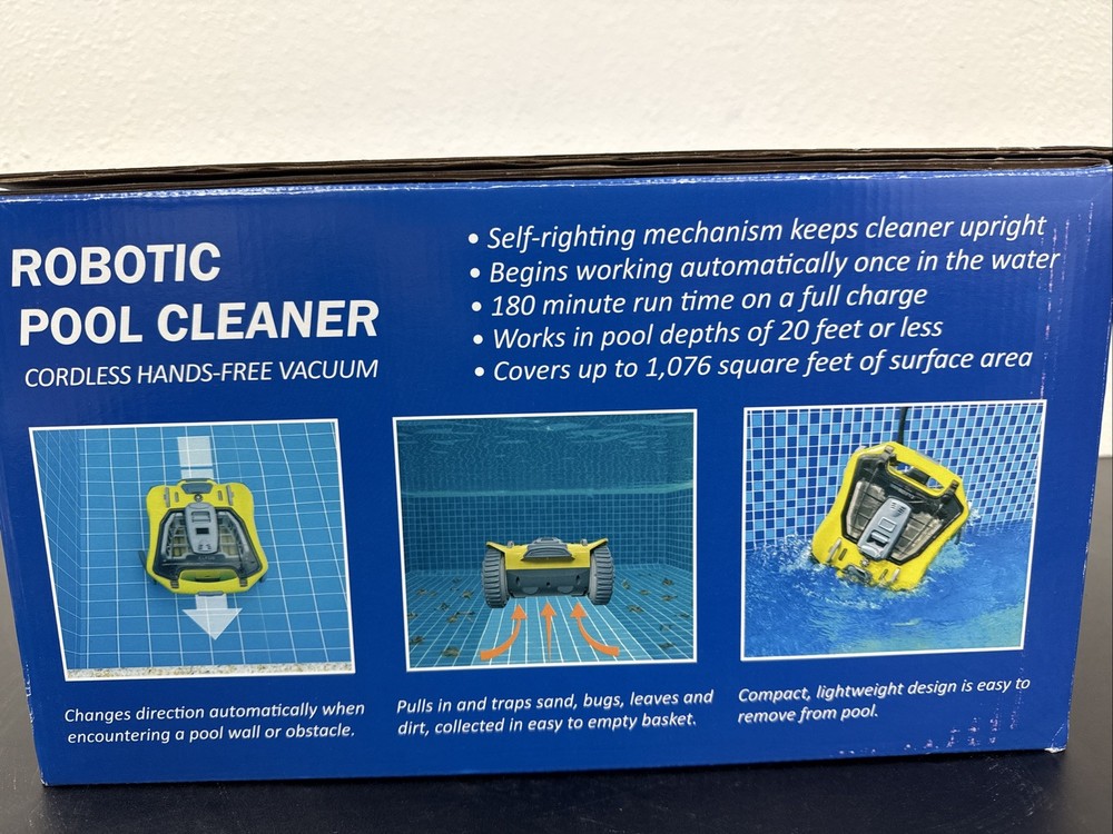 Cordless Robotic Pool Cleaner Hand-Free Automatic Vacuum