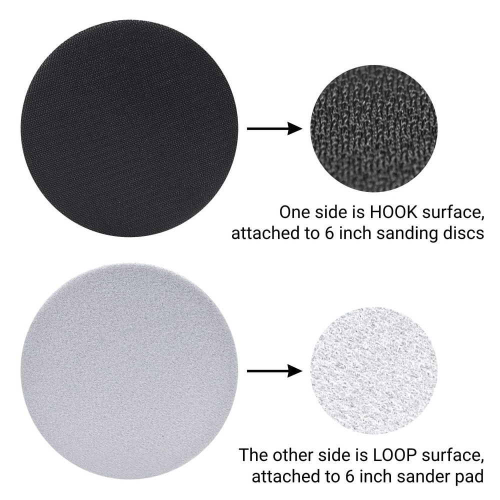SATC 10PCS 6" Soft Sponge Interface Pad Hook&Loop No Hole Sanding Discs for Wood