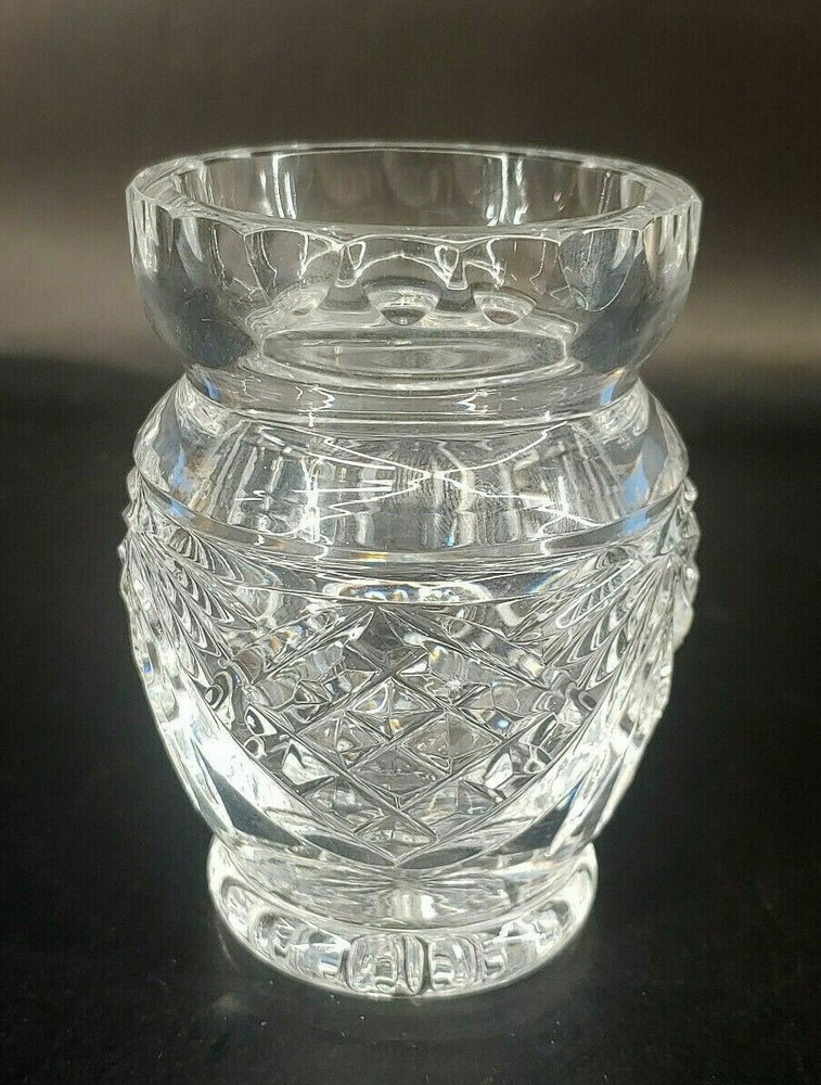 Vintage Crystal Sunray & Diamond Pattern Vase mABL