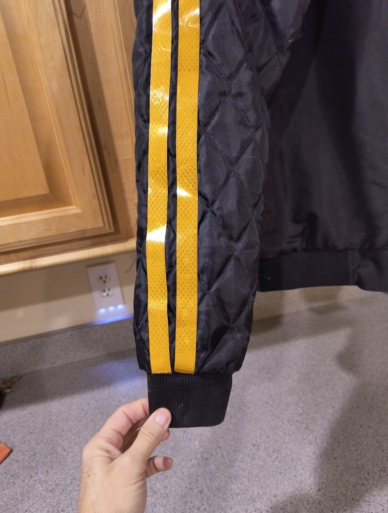 Polyester Reflective Hooded Lined Men's Black Jacket Size XL