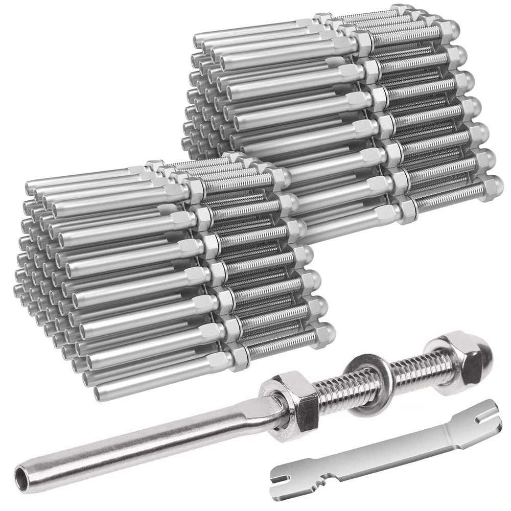 100 Pack 1/8" Cable Railing Swage Threaded Stud Tension End Fitting Terminal New