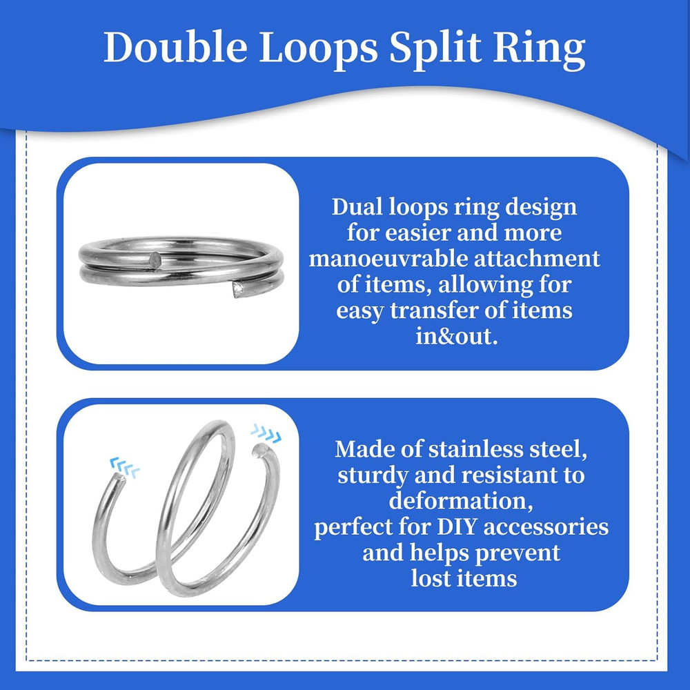 300Pcs 1/4" Small Split Ring for Keychains, Stainless Steel Double Loops round M