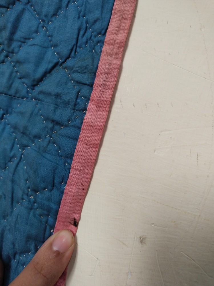vintage Pink Quilt patchwork hand Quilted hand needle stitched needlework it1329