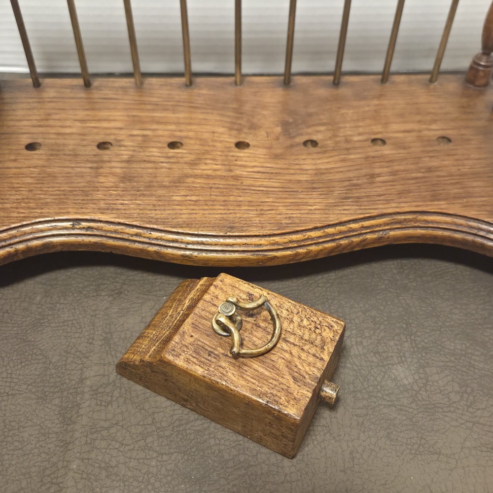 Rare CHAPMAN Manufacturing Brass & Solid Mahogany Adjustable "Gated" Book Slide