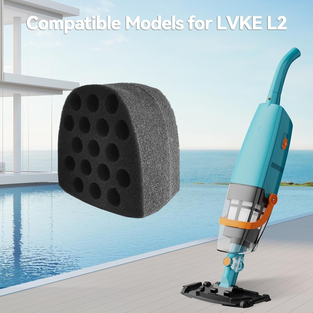LVKE Filter Sponge for L2 Handheld Pool Vacuum Cleaner, 4 Pcs Black