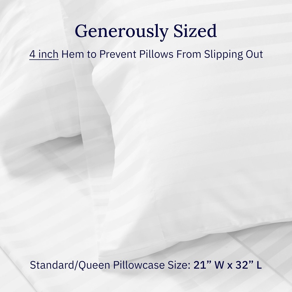Soft & Silky 500 Thread Count 100% Cotton is Cool & Smooth, 2 White Standard ...