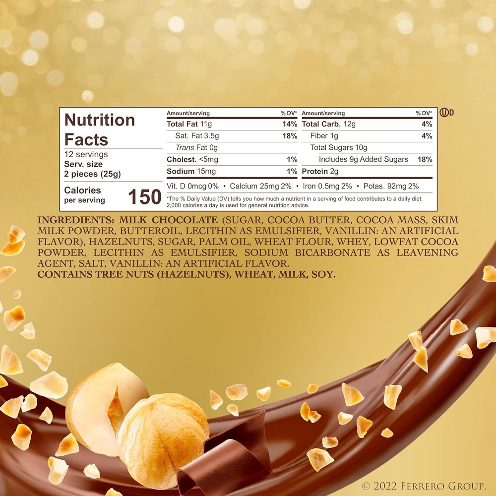 Ferrero Rocher Candy Fine Hazelnut Chocolates 24ct