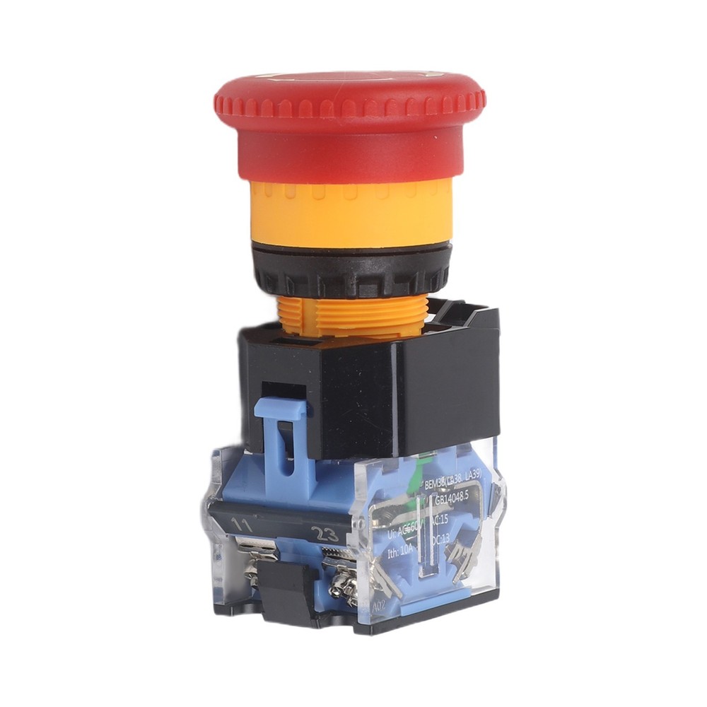 Mushroom Head Stop Button Switch 22mm NO Red Compatible with 660V Voltage