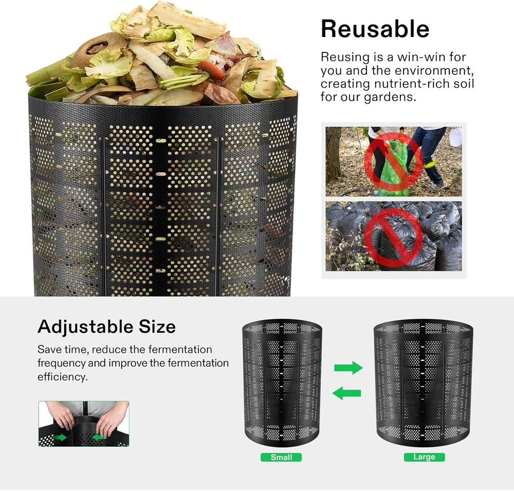 300 Gallon Outdoor Compost Bin Expandable Composter Easy to Setup & Large