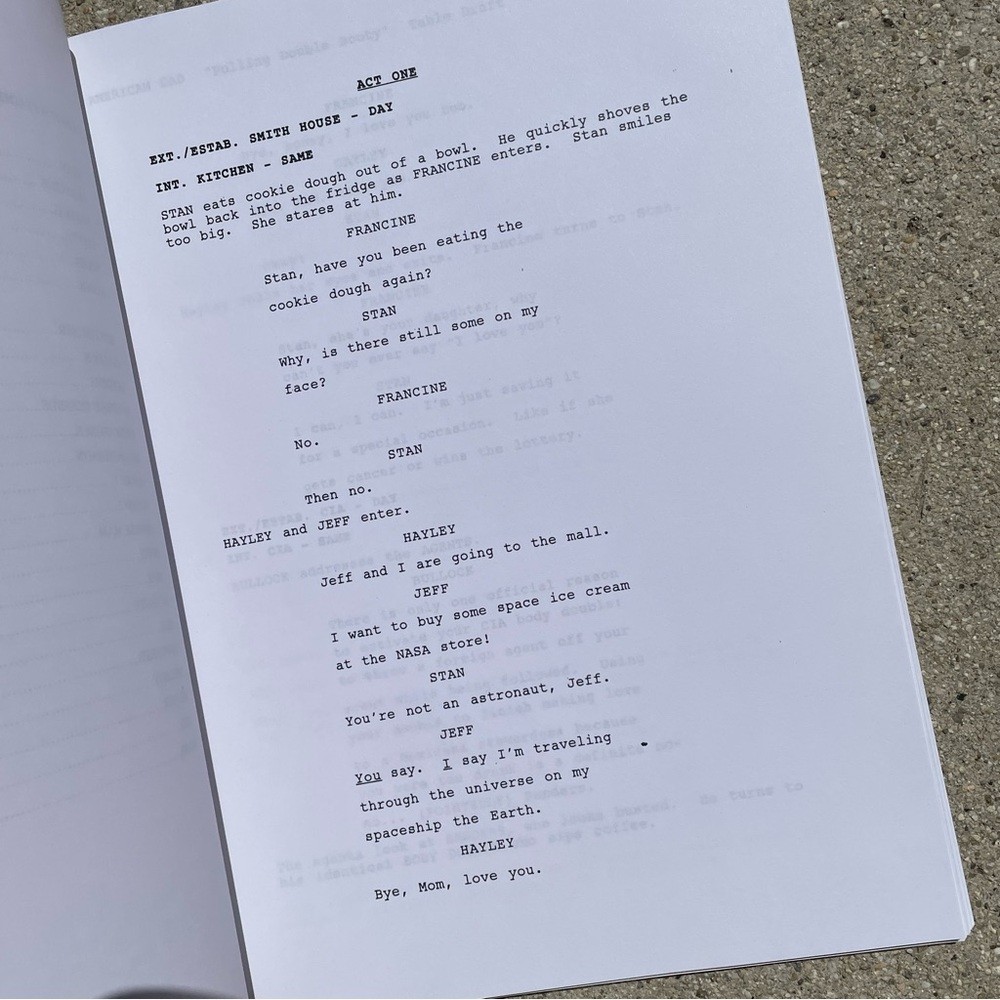 American Dad Original 2007 Production Table Draft Script Pulling Double Booty