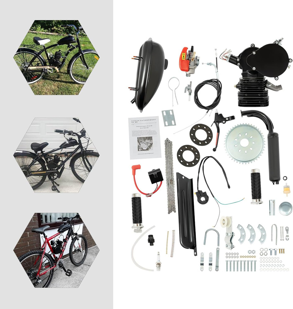 110Cc Bicycle Engine Kit, 2-Stroke Gas Motorized Bicycle Conversion Kit Fit for