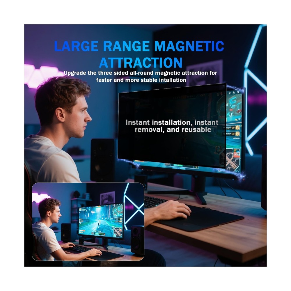 [2 Pack] Magnetic Computer Privacy Screen Filter 27 Inch for Frameless Monito...