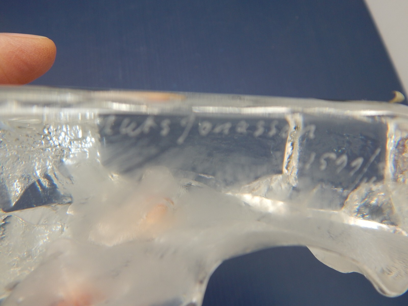 MATS JONASSON LEAD CRYSTAL SCULPTURE, BEAR AND CUB, RARE ONE, SIGNED