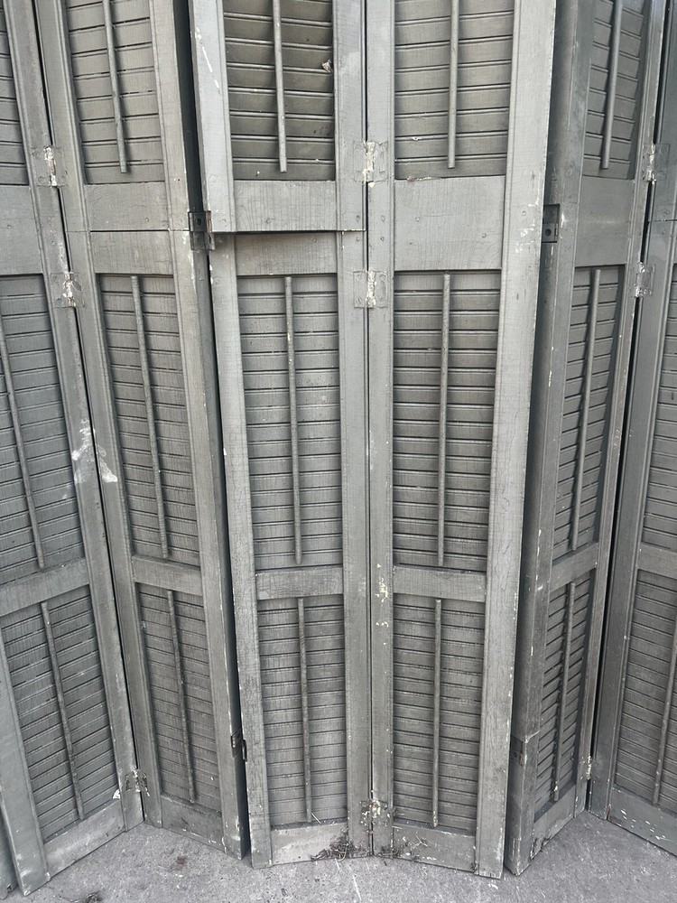 MASSIVE 8 panel shutter screen c1890 - 88” h x 75.5” wide - louvered & hinged