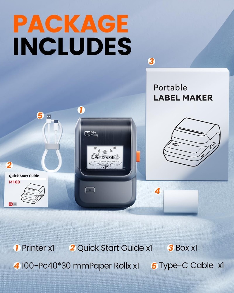 Phomemo M100 Label Maker Machine with Tape Portable Bluetooth Thermal Printer