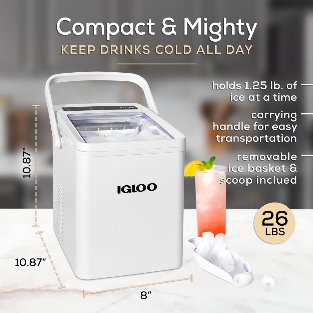 Automatic Self-Cleaning Portable Electric Countertop Ice Maker Machine With H...