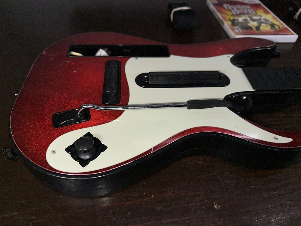 (2) RedOctane Wii Guitar Hero 5 Wireless Cherry Controller + World Tour Game