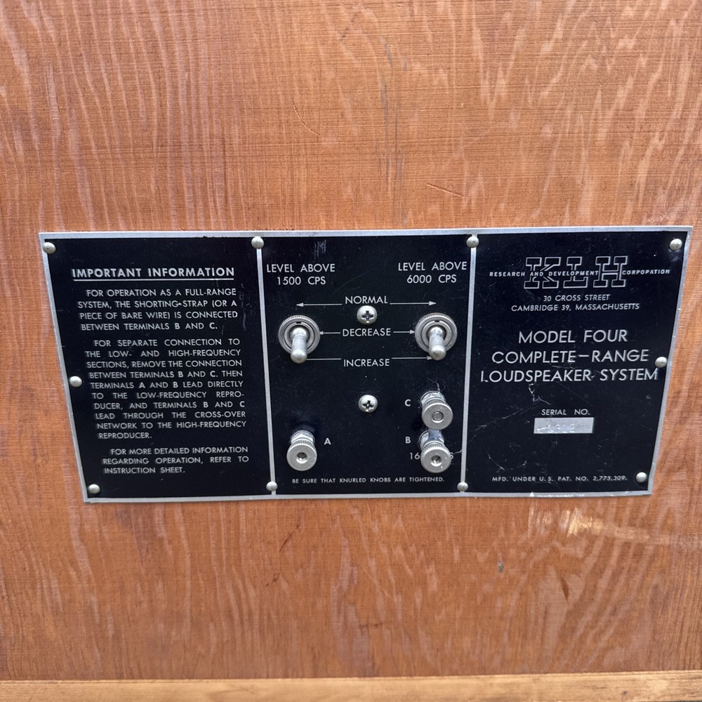 KLH Model Four Complete Range loudspeaker system. (1) Tested And Working