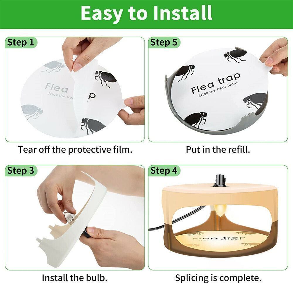 Flea Bed Bug Trap Odorless Cleaner and Flea Killer Trap Pad Sticky Indoor 2 Pack