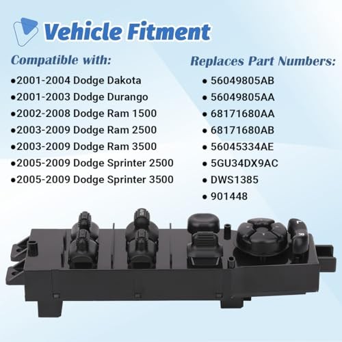 Power Window Switch Control Button Driver Side Compatible with 2002-2009 Dodge