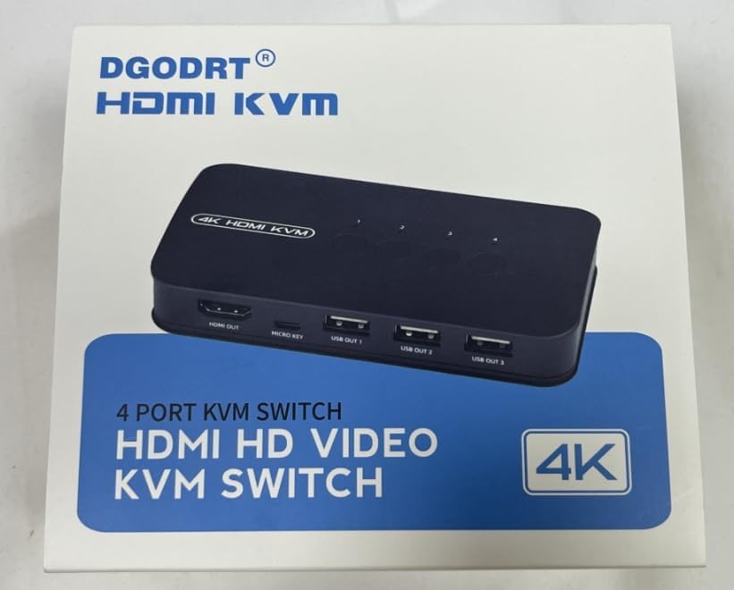 4K HDMI KVM Switch, 4 Port USB Switch for 4 Computer Share a Black