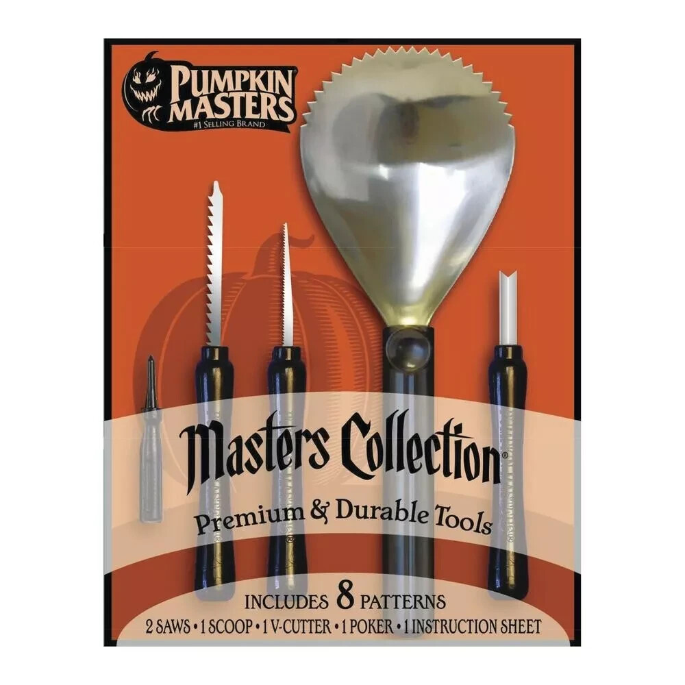 NEW UNOPENED Pumpkin Masters Carving Kit~Masters Collection 5 Tools, 8 Patterns