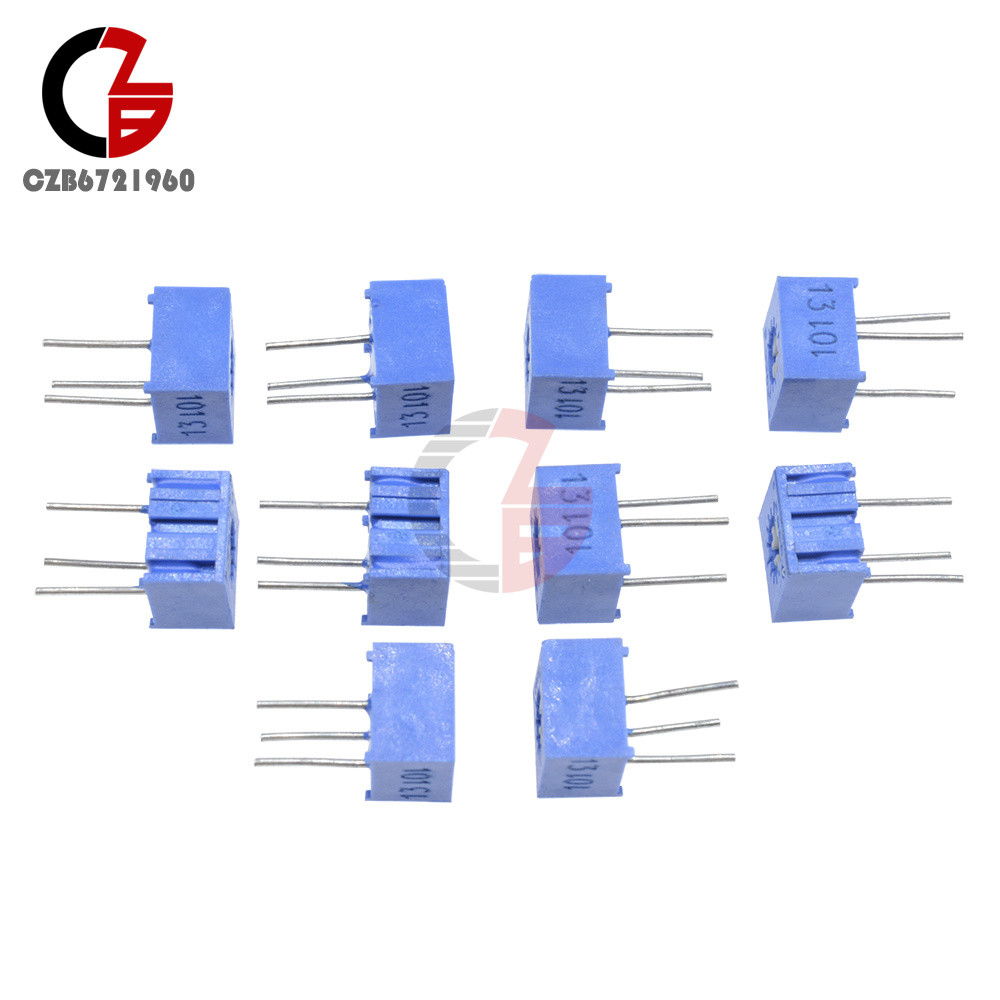 10Pcs 3362P-101 3362 P 100 ohm High Precision Variable Resistor Potentiometer