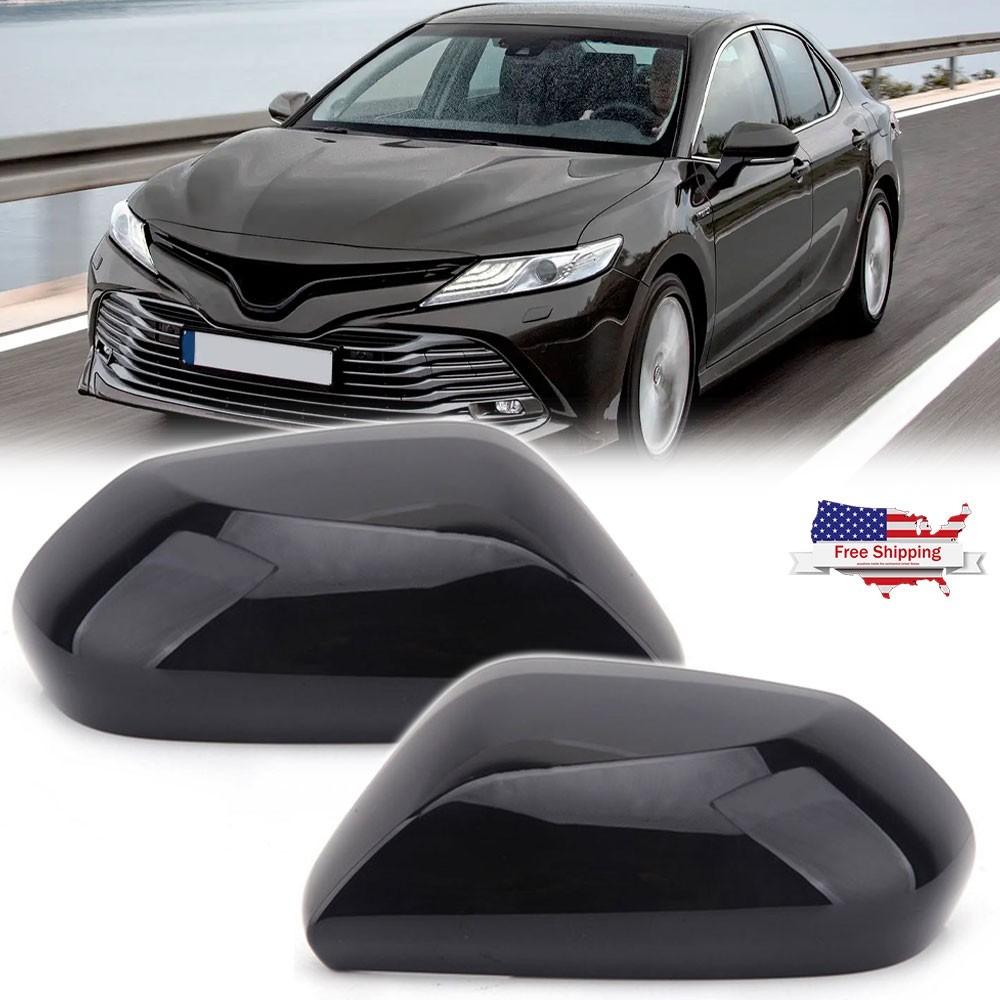Pair Left&Right Side Mirror Cover Cap for 2018-2024 Toyota Camry Gloss Black
