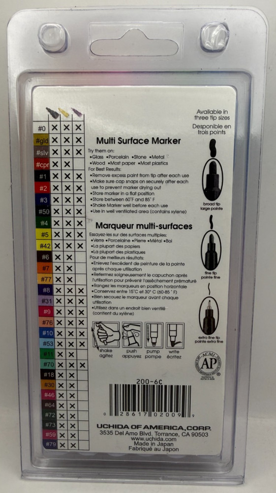 200-6C 6-Piece Decocolor Fine Point Paint Marker Set